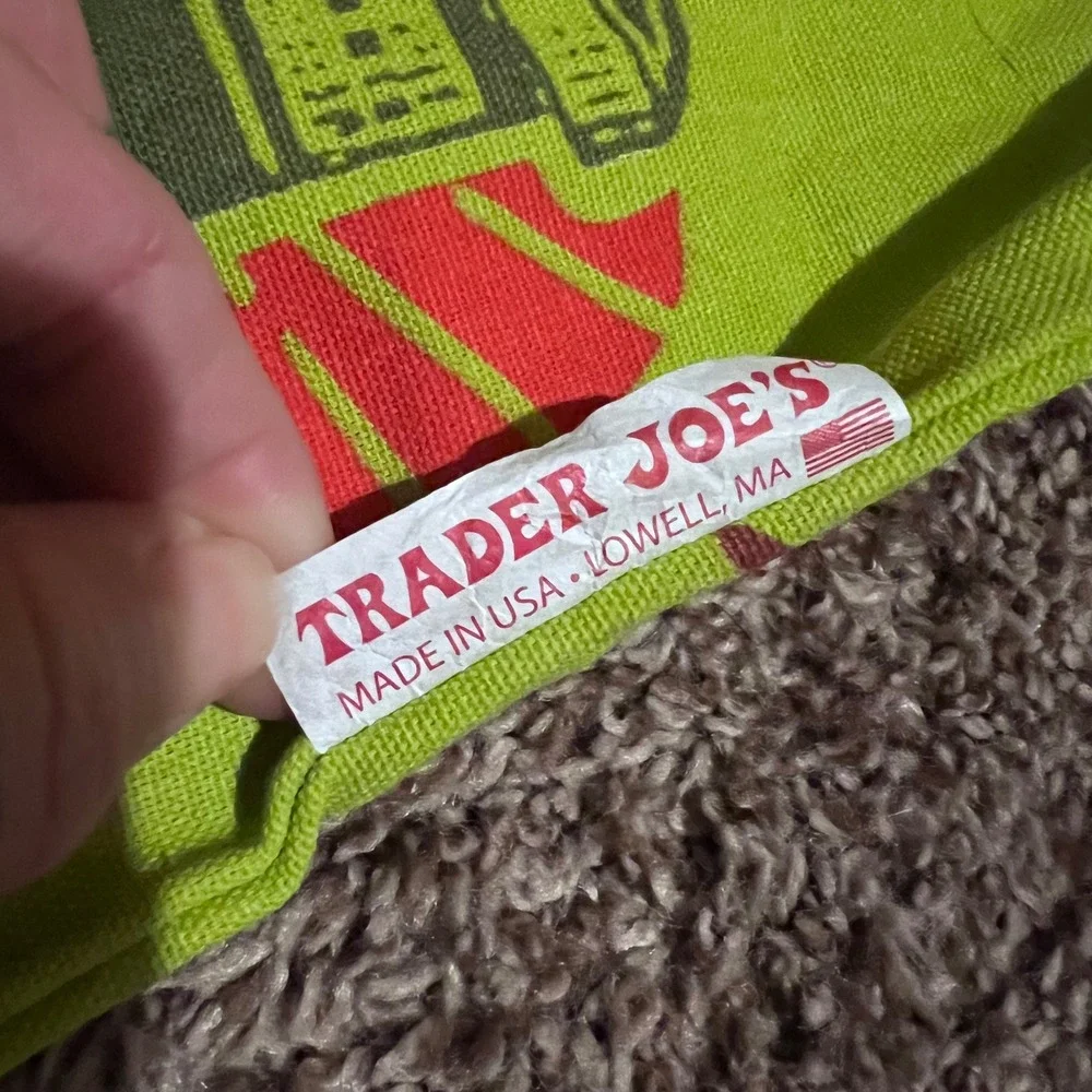 Trader Joes Pickle In A Jar Reusable Canvas Tote Bag Green Made in USA